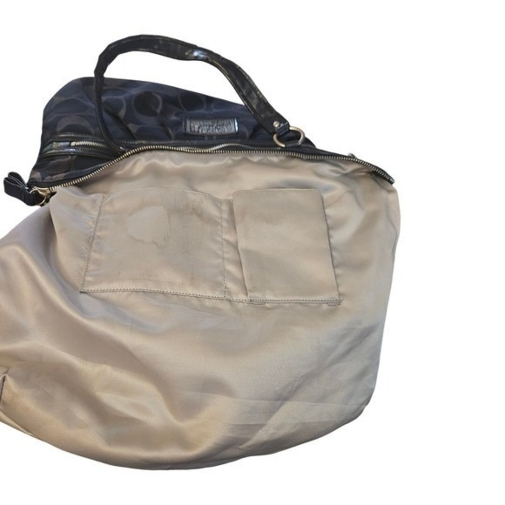 Coach Poppy Navy Signature Jacquard Tote Bag‎ Heart Zipper Pull 15312 - Picture 11 of 13